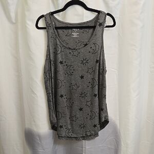 Gray Star and Moon Print Tank Top